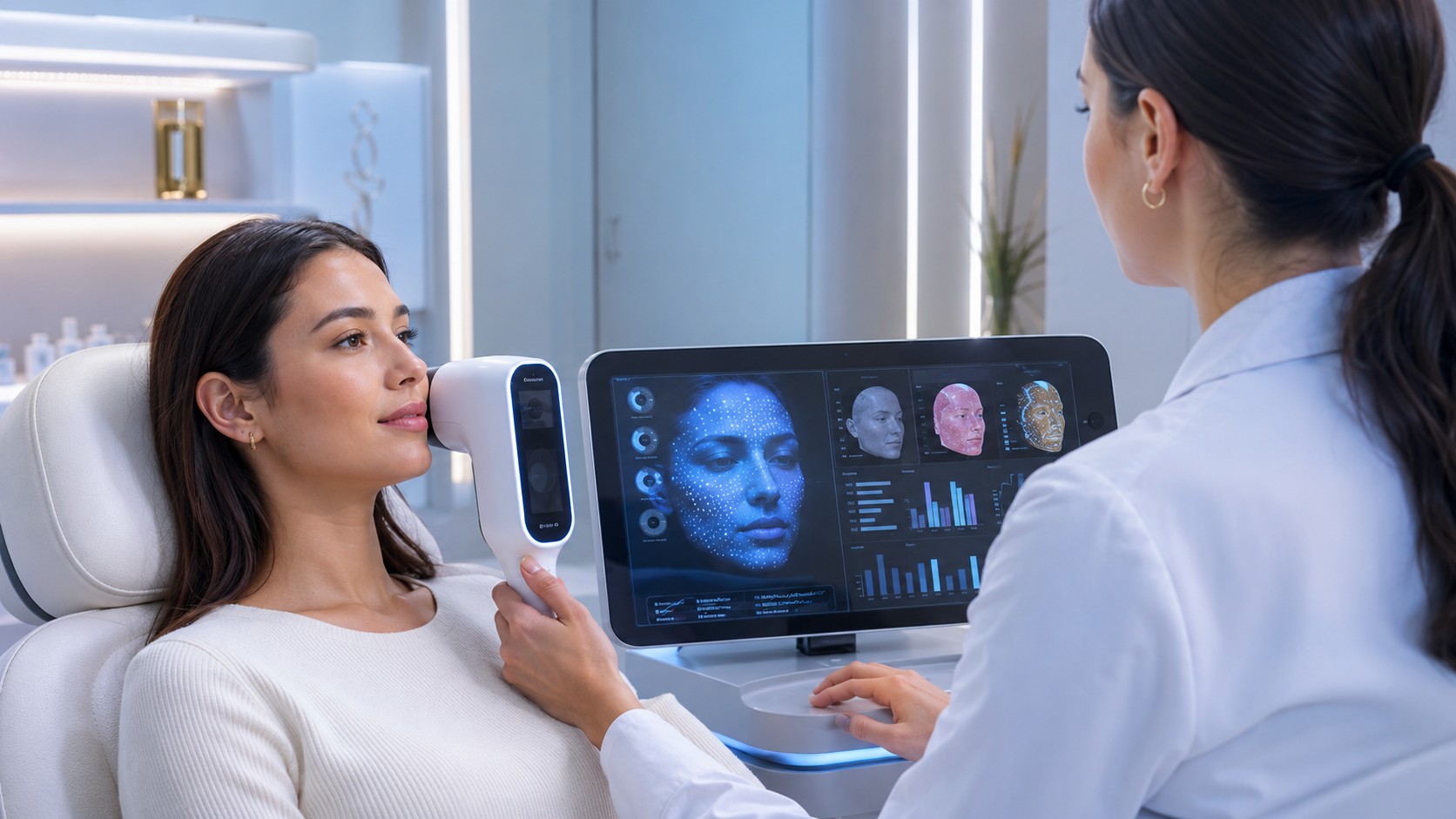 Facial treatment platform in a clinical room