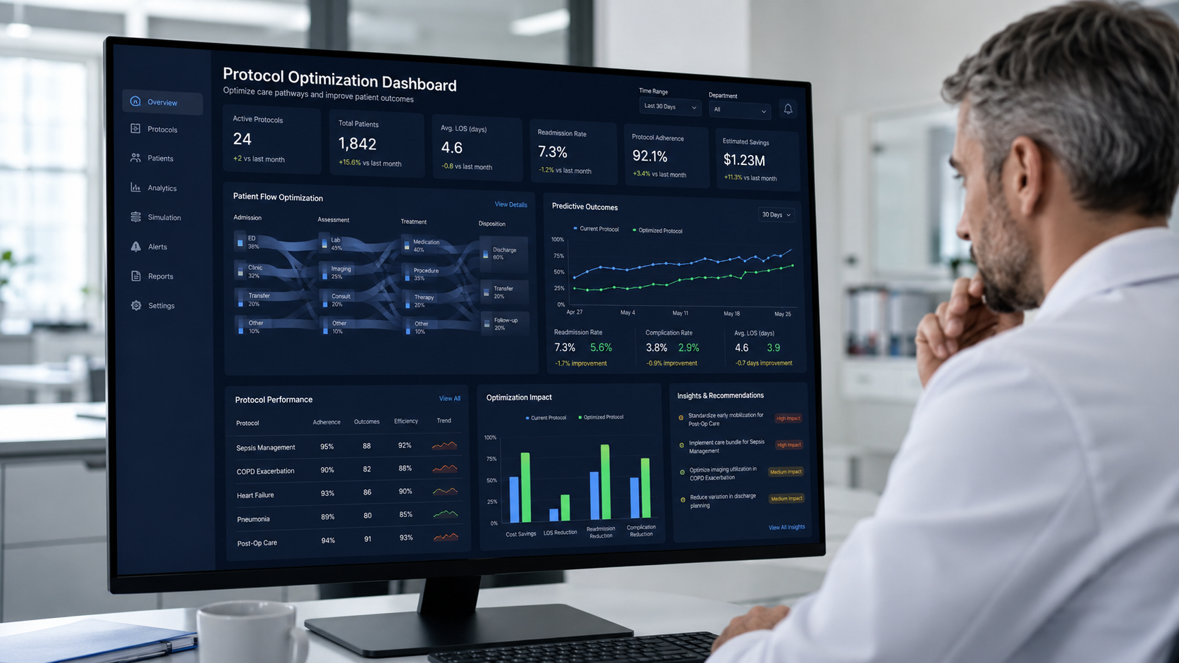 Protocol dashboard with outcome estimates